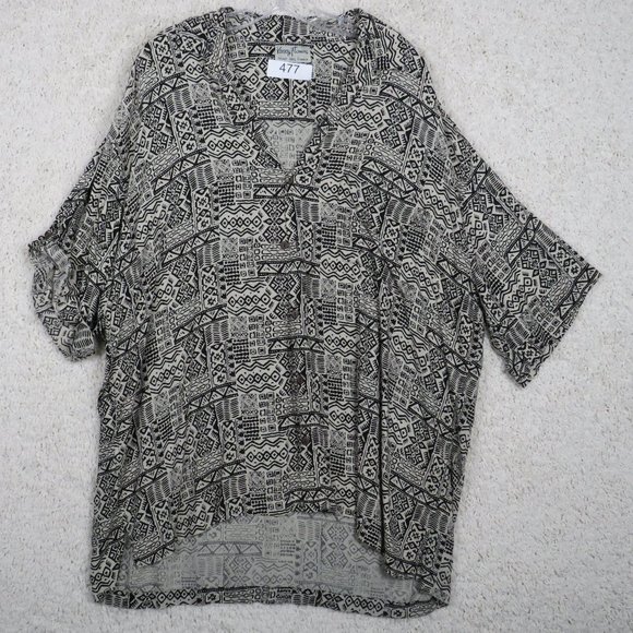 Kenny‎ Flowers* Women's Short Sleeve Button Down One Chest Pocket Blouse~3XL - Picture 1 of 8